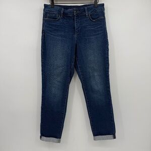 NYDJ Jeans Women 10 Blue Nichelle Ankle Rolled Cuff Denim Stretch Lift Tuck